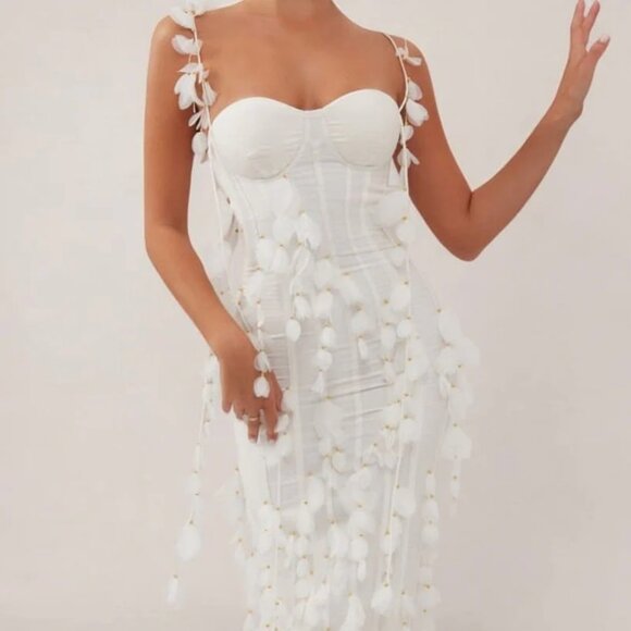 SOLD OUT White Corset Petal Linen Maxi Dress - WORN ONCE! - Picture 4 of 4